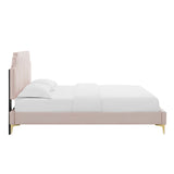 Sienna Performance Velvet Queen Platform Bed by Lefancy