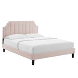 Sienna Performance Velvet Queen Platform Bed by Lefancy