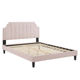 Sienna Performance Velvet Queen Platform Bed by Lefancy