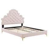 Gwyneth Tufted Performance Velvet Queen Platform Bed by Lefancy