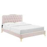 Amber Performance Velvet Queen Platform Bed by Lefancy