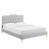 Amber Tufted Performance Velvet Twin Platform Bed by Lefancy