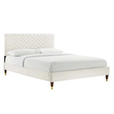 Leah Chevron Tufted Performance Velvet Queen Platform Bed by Lefancy