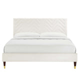 Leah Chevron Tufted Performance Velvet Queen Platform Bed by Lefancy