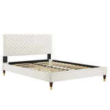 Leah Chevron Tufted Performance Velvet Queen Platform Bed by Lefancy