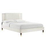 Zahra Channel Tufted Performance Velvet Queen Platform Bed by Lefancy