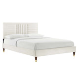 Sofia Channel Tufted Performance Velvet Queen Platform Bed by Lefancy