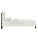 Sofia Channel Tufted Performance Velvet Queen Platform Bed by Lefancy