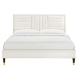 Sofia Channel Tufted Performance Velvet Queen Platform Bed by Lefancy