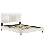 Sofia Channel Tufted Performance Velvet Queen Platform Bed by Lefancy