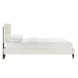 Yasmine Channel Tufted Performance Velvet Queen Platform Bed by Lefancy