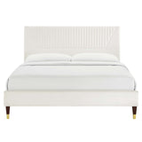 Yasmine Channel Tufted Performance Velvet Queen Platform Bed by Lefancy