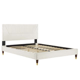 Yasmine Channel Tufted Performance Velvet Queen Platform Bed by Lefancy