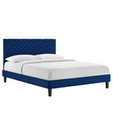 Leah Chevron Tufted Performance Velvet Queen Platform Bed by Lefancy