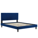 Leah Chevron Tufted Performance Velvet Queen Platform Bed by Lefancy