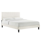 Leah Chevron Tufted Performance Velvet Queen Platform Bed by Lefancy