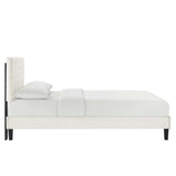 Leah Chevron Tufted Performance Velvet Queen Platform Bed by Lefancy