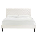 Leah Chevron Tufted Performance Velvet Queen Platform Bed by Lefancy