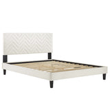 Leah Chevron Tufted Performance Velvet Queen Platform Bed by Lefancy