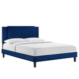 Zahra Channel Tufted Performance Velvet Queen Platform Bed by Lefancy