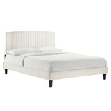 Zahra Channel Tufted Performance Velvet Queen Platform Bed by Lefancy