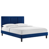 Sofia Channel Tufted Performance Velvet Queen Platform Bed by Lefancy