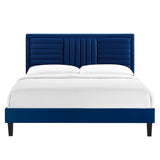 Sofia Channel Tufted Performance Velvet Queen Platform Bed by Lefancy