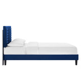 Sofia Channel Tufted Performance Velvet Queen Platform Bed by Lefancy