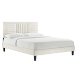 Sofia Channel Tufted Performance Velvet Queen Platform Bed by Lefancy