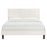 Sofia Channel Tufted Performance Velvet Queen Platform Bed by Lefancy