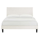 Yasmine Channel Tufted Performance Velvet Queen Platform Bed by Lefancy