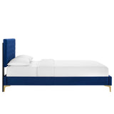 Leah Chevron Tufted Performance Velvet Queen Platform Bed by Lefancy