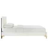 Leah Chevron Tufted Performance Velvet Queen Platform Bed by Lefancy