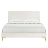 Leah Chevron Tufted Performance Velvet Queen Platform Bed by Lefancy