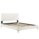 Leah Chevron Tufted Performance Velvet Queen Platform Bed by Lefancy