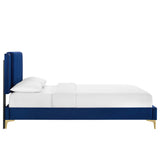 Zahra Channel Tufted Performance Velvet Queen Platform Bed by Lefancy