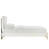 Zahra Channel Tufted Performance Velvet Queen Platform Bed by Lefancy