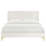 Zahra Channel Tufted Performance Velvet Queen Platform Bed by Lefancy