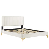 Zahra Channel Tufted Performance Velvet Queen Platform Bed by Lefancy