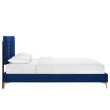 Sofia Channel Tufted Performance Velvet Queen Platform Bed by Lefancy