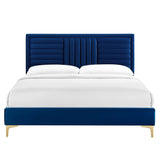 Sofia Channel Tufted Performance Velvet Queen Platform Bed by Lefancy