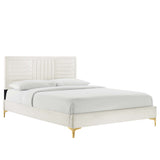 Sofia Channel Tufted Performance Velvet Queen Platform Bed by Lefancy