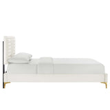 Sofia Channel Tufted Performance Velvet Queen Platform Bed by Lefancy