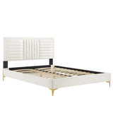 Sofia Channel Tufted Performance Velvet Queen Platform Bed by Lefancy