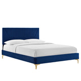 Yasmine Channel Tufted Performance Velvet Queen Platform Bed by Lefancy