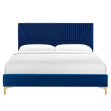 Yasmine Channel Tufted Performance Velvet Queen Platform Bed by Lefancy