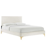 Yasmine Channel Tufted Performance Velvet Queen Platform Bed by Lefancy