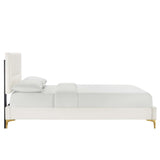 Yasmine Channel Tufted Performance Velvet Queen Platform Bed by Lefancy