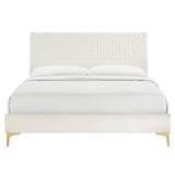 Yasmine Channel Tufted Performance Velvet Twin Platform Bed by Lefancy