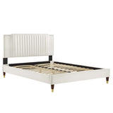 Zahra Channel Tufted Performance Velvet Twin Platform Bed by Lefancy